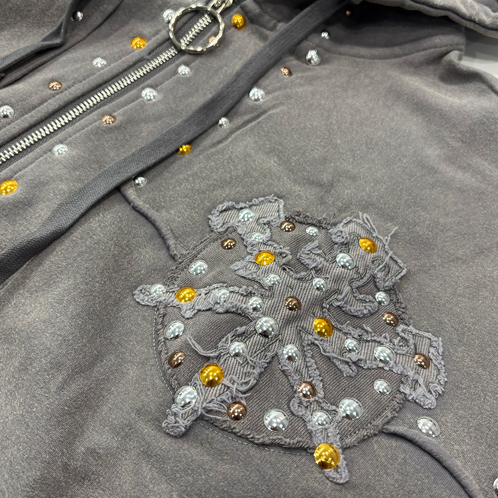 Hudson 585B Studded Metal Oversized Hoody