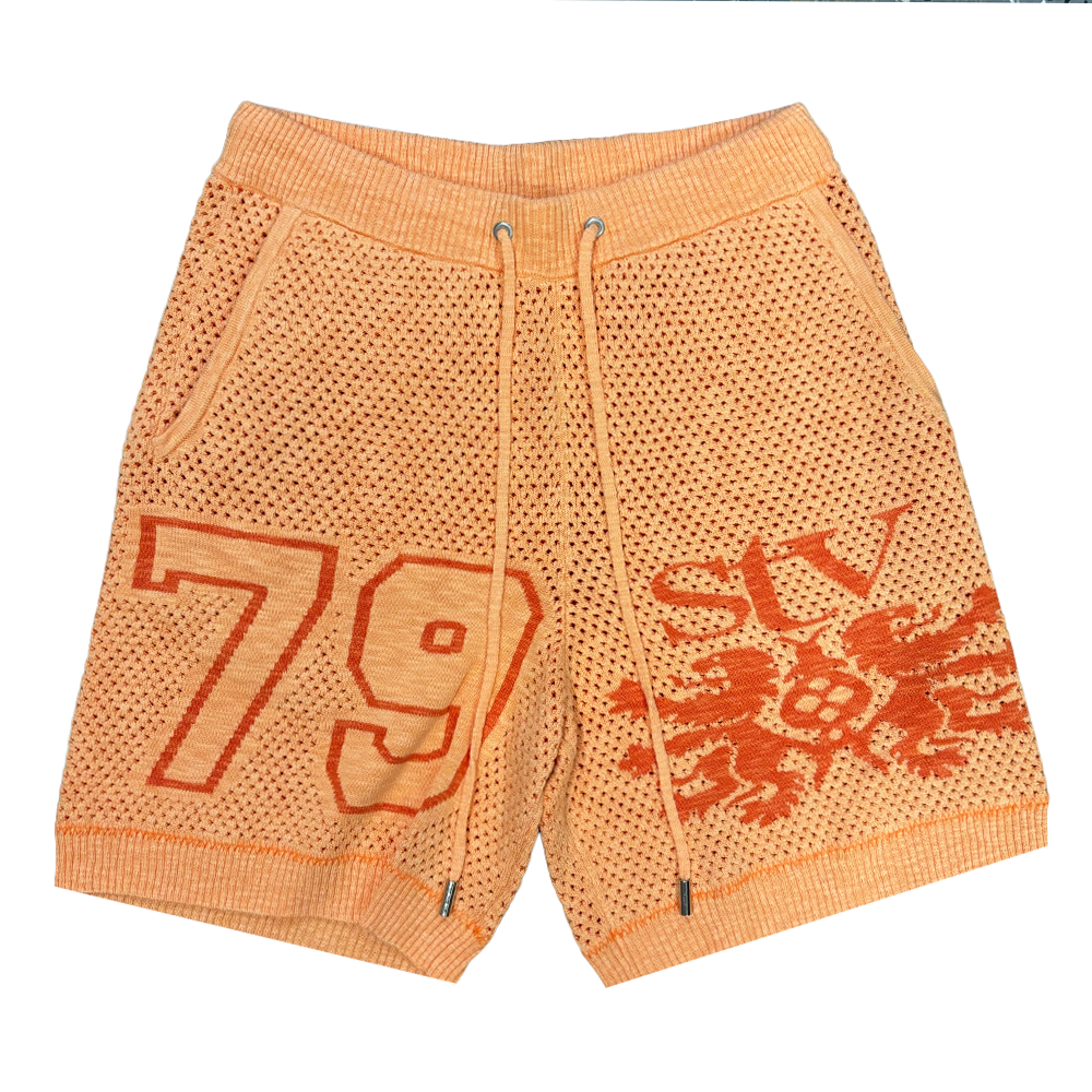 Si Tu Veux Sweater Knit And Football Shorts Set Orange