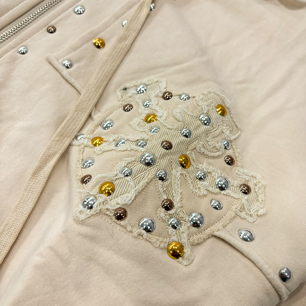 Hudson 585B Studded Metal Oversized Hoody