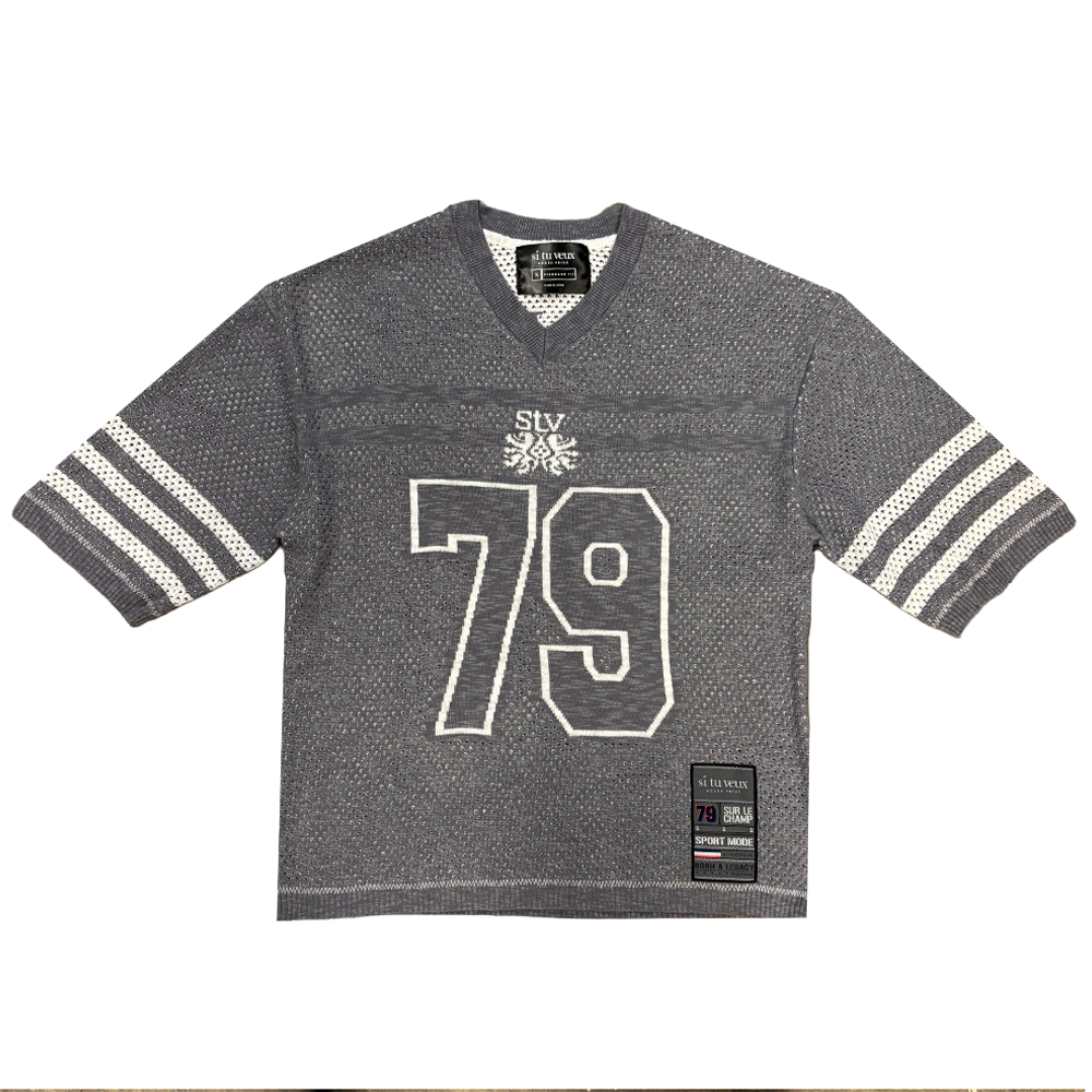 Si Tu Veux Sweater Knit And Football Shorts Set Grey