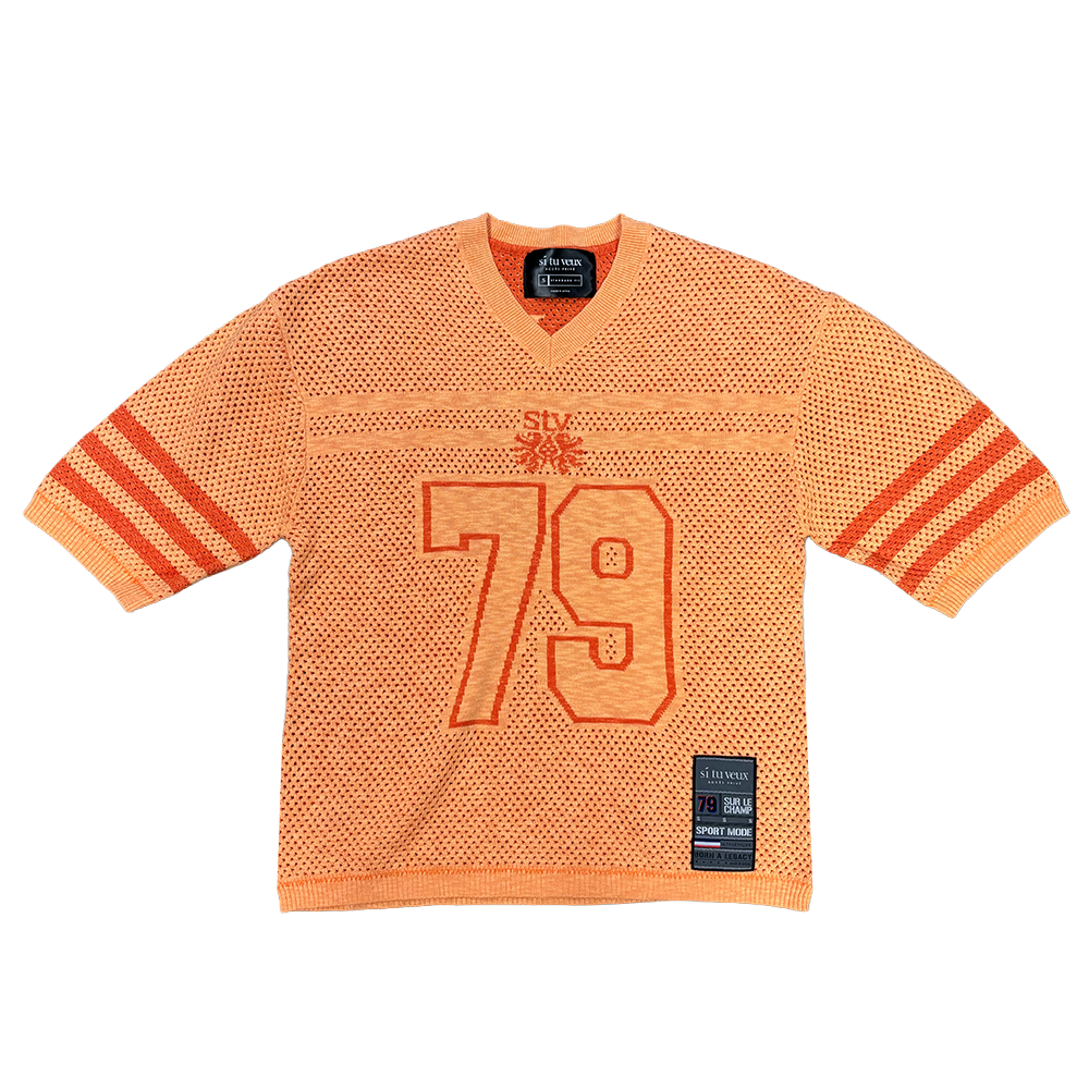 Si Tu Veux Sweater Knit And Football Shorts Set Orange