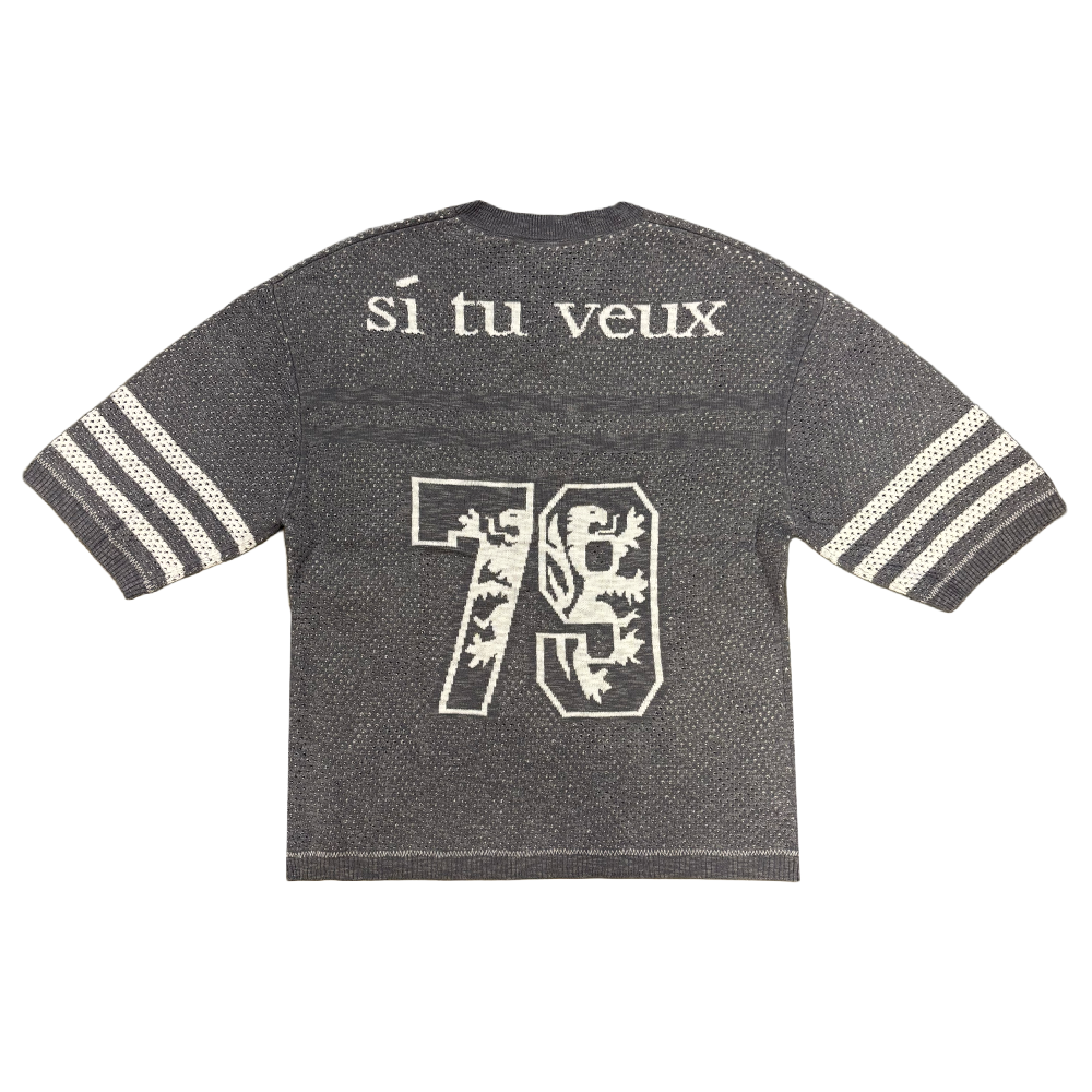 Si Tu Veux Sweater Knit And Football Shorts Set Grey