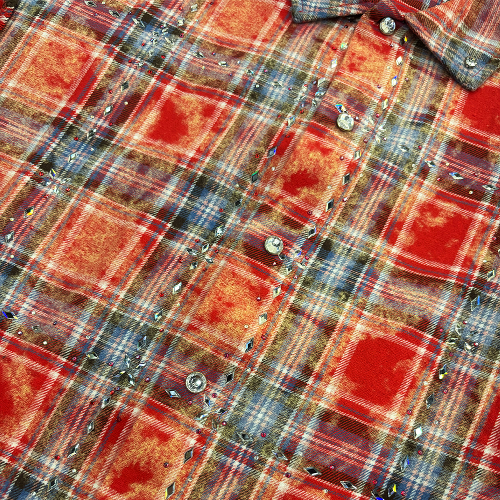 Rebel Denim Plaid Wov Sleeveless Red