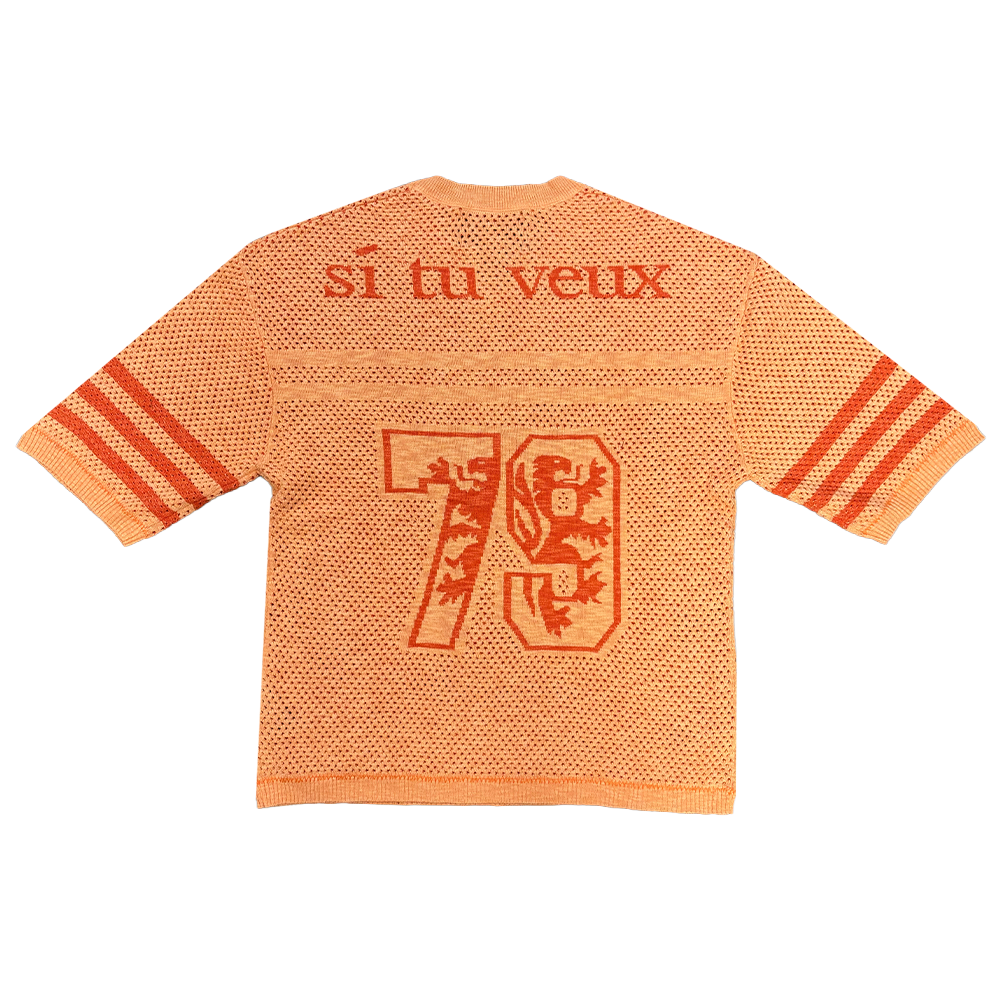 Si Tu Veux Sweater Knit And Football Shorts Set Orange