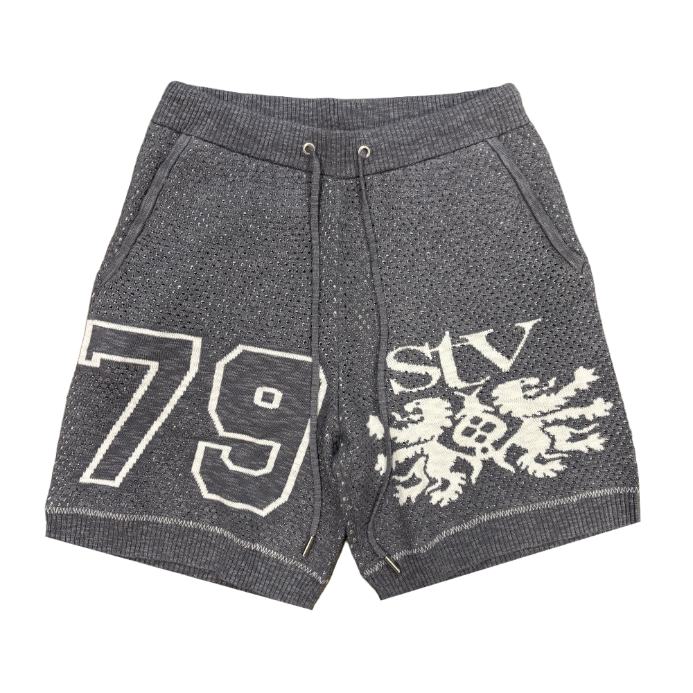 Si Tu Veux Sweater Knit And Football Shorts Set Grey