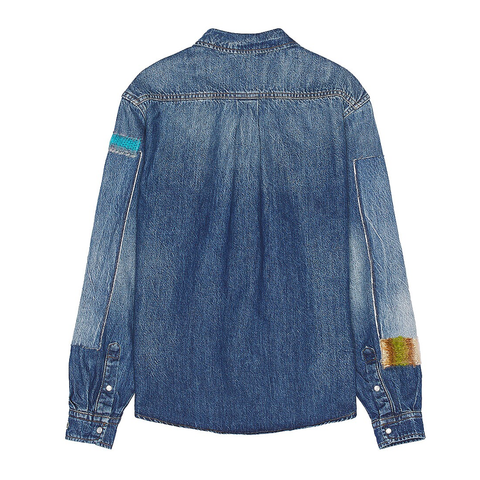 Marni Stonewashed Org. Denim With Mohair Patchwork Shirt