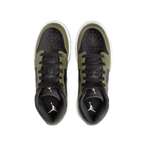 AJ1 MID GS BLK WHITE OLIVE