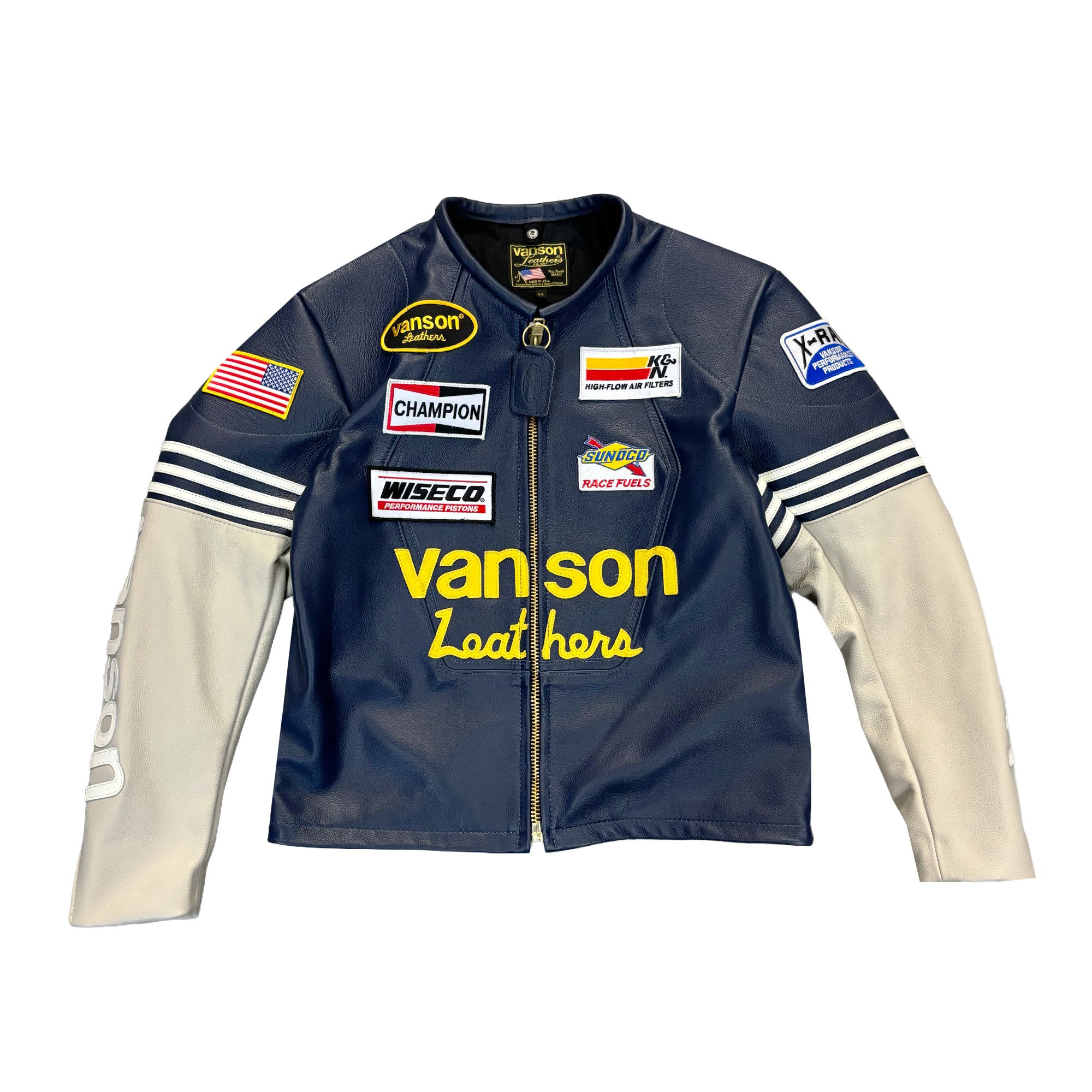 Vanson Leather Motorcycle Jacket Navy